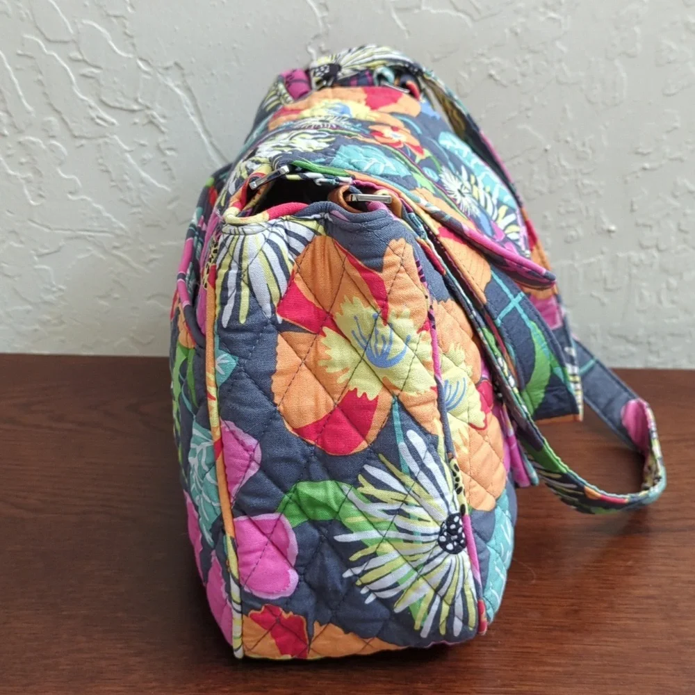 Vera Bradley Jazzy Blooms Edie Three Compartment Satchel Bag